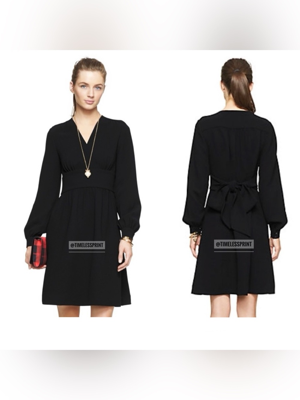 Kate Spade Black Tie Waist Dress